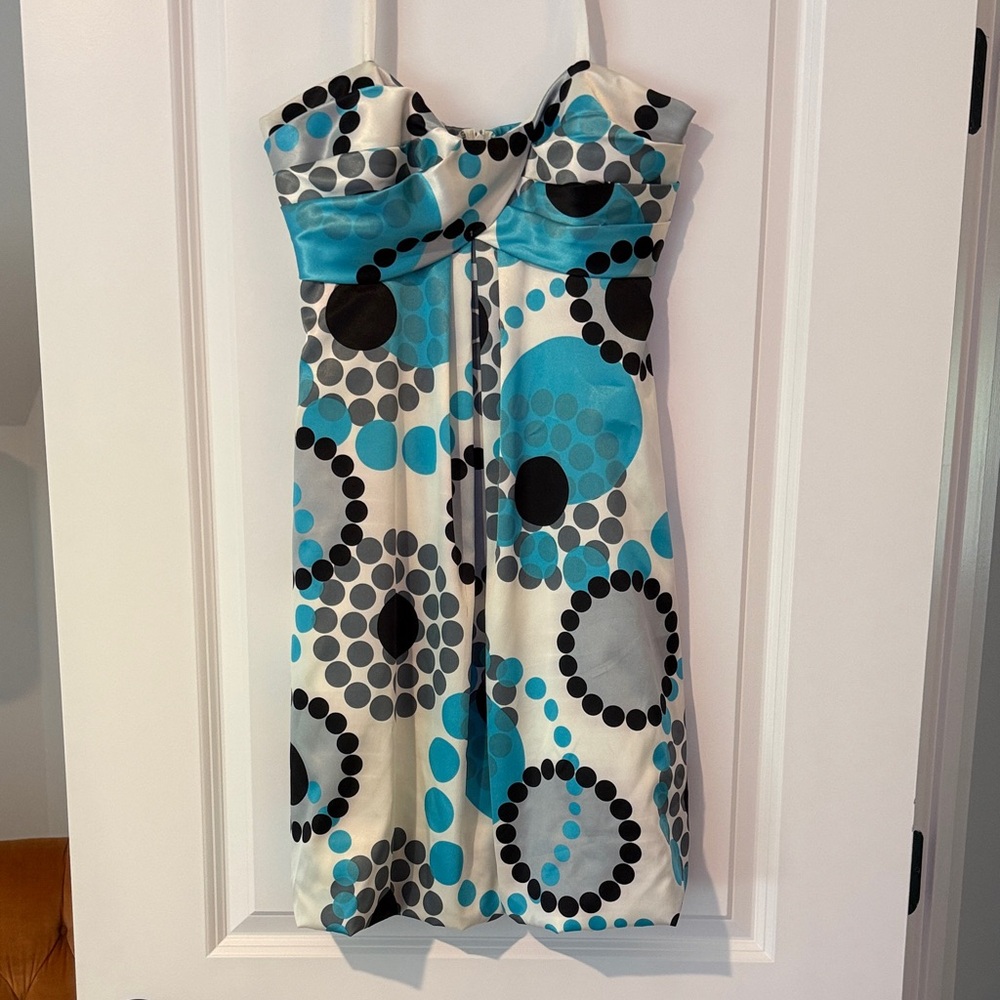 Jodi Kristopher Turquoise and Black Polka Dot Dress